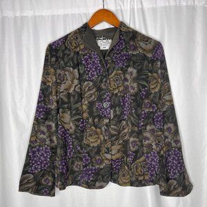 vintage floral print button up jacket